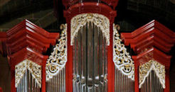 Carved grapes & leaves, foliage, pipe organ carvings of Saint Joseph's Cathedral, Columbus, Ohio